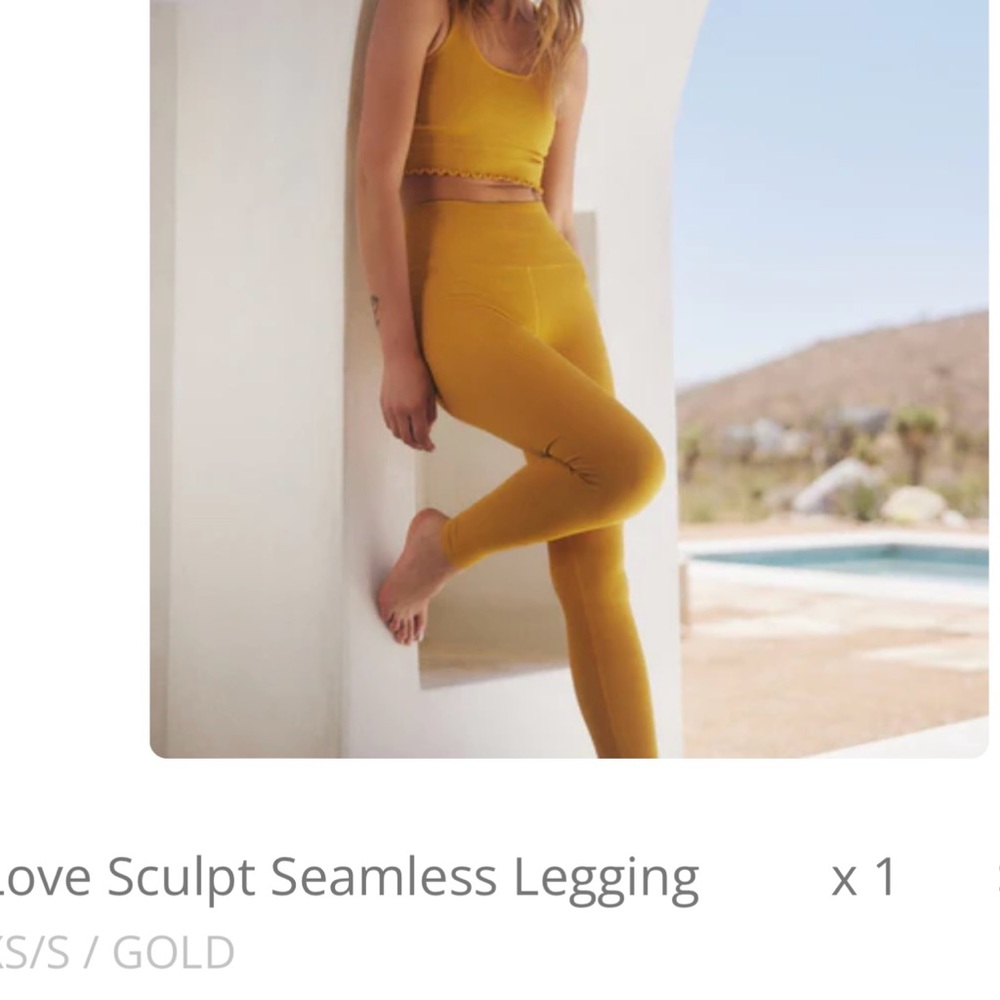 Spiritual Gangster gold ribbed leggings new